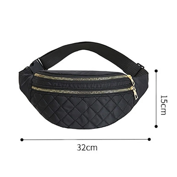 Plaid designed, solid grey, waterproof fanny pack bag or purse. - Picture 3 of 4